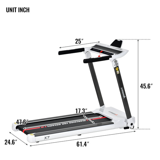 ZC FLYYD Portable Folding Treadmill with Smart App & Bluetooth (White) | 3.5HP Motor, 330 Lbs Capacity