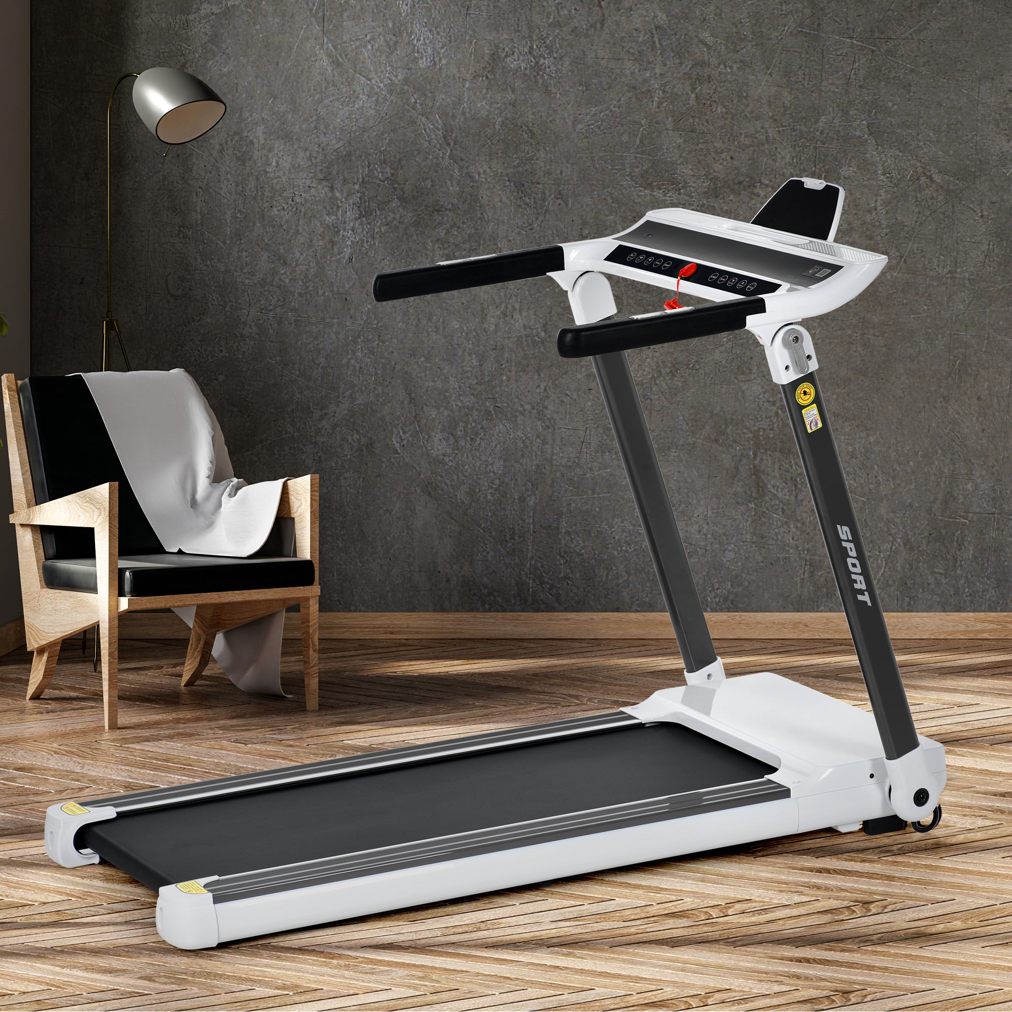 ZC FLYYD Portable Folding Treadmill with Smart App & Bluetooth (White) | 3.5HP Motor, 330 Lbs Capacity