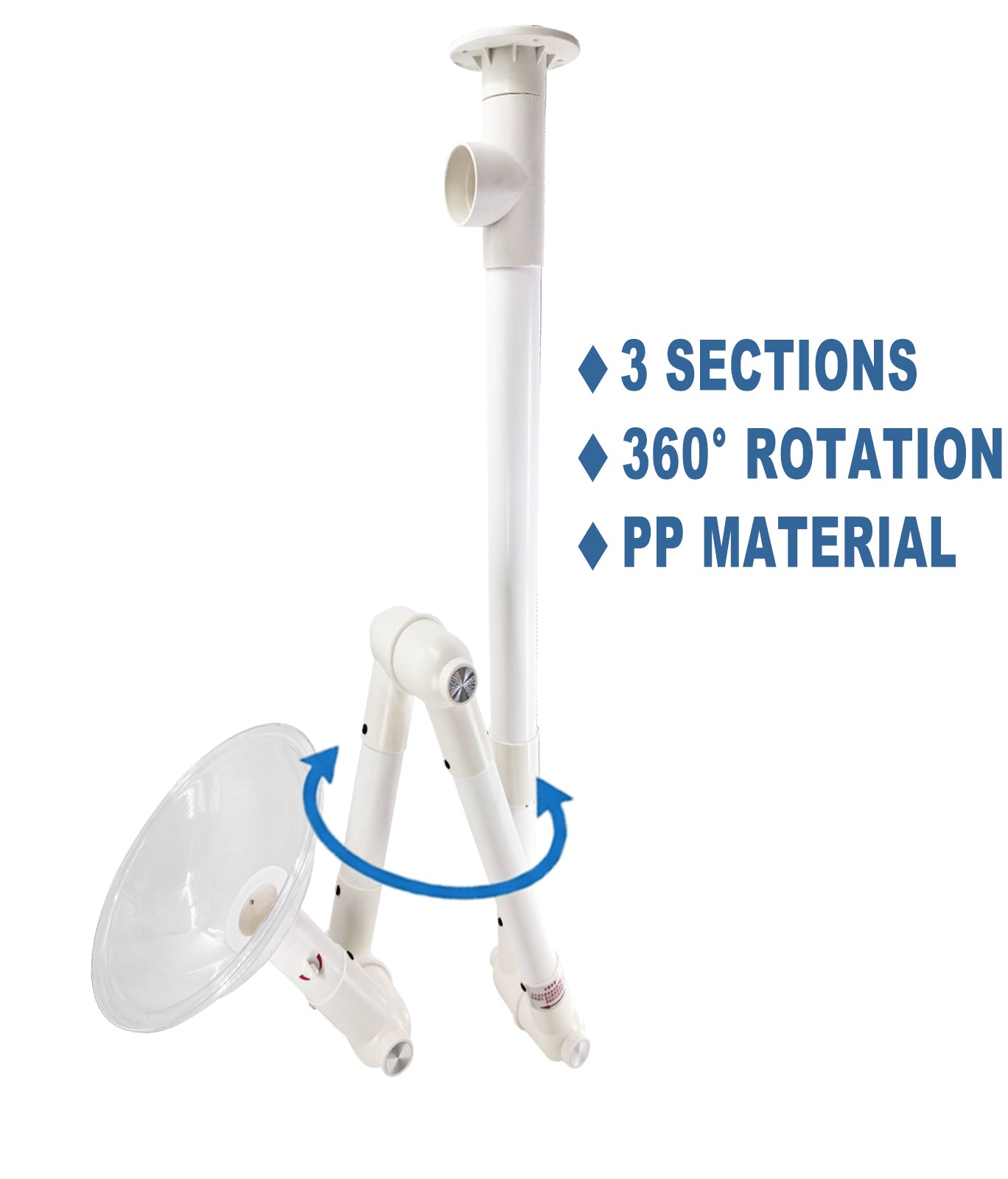 Chemical resistant PP joints and airflow control valve close-up.