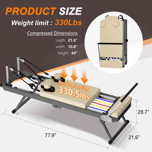 ZC FLYYD™ Foldable Pilates Reformer Machine | Home Studio Equipment