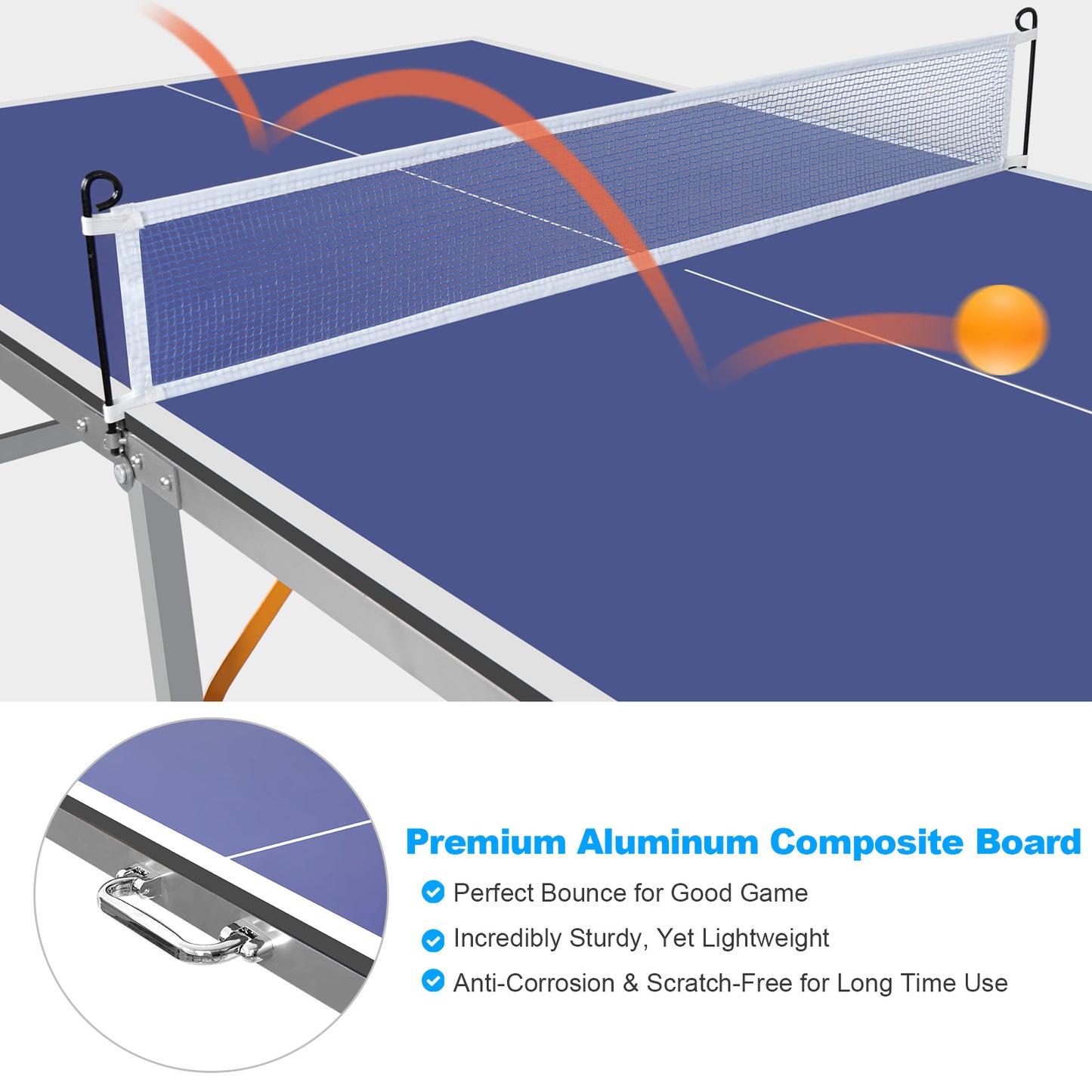 6ft Mid-Size Table Tennis Table Set -Ping Pong Game with Paddles & Balls