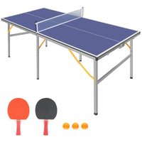 6ft Mid-Size Table Tennis Table Set -Ping Pong Game with Paddles & Balls