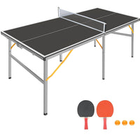 6ft Mid-Size Table Tennis Table Set -Ping Pong Game with Paddles & Balls