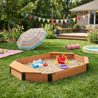 ZC FLYYD Solid Wood Octagon Sandbox with Built-In Storage & Seating