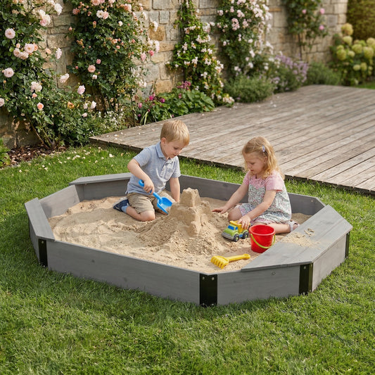 ZC FLYYD Solid Wood Octagon Sandbox with Built-In Storage & Seating