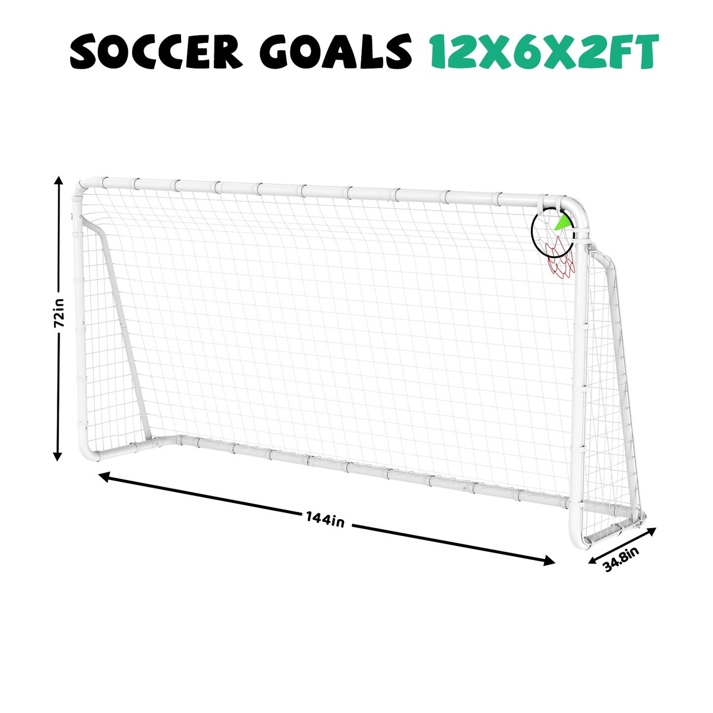 ZC FLYYD 7x16 FT Portable Soccer Goal for Backyard & Training | Heavy-Duty Steel Frame with High-Strength Net