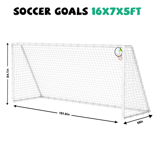 ZC FLYYD 7x16 FT Portable Soccer Goal for Backyard & Training | Heavy-Duty Steel Frame with High-Strength Net