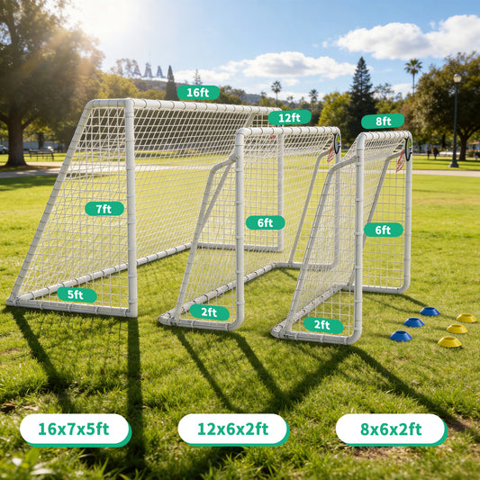 ZC FLYYD 7x16 FT Portable Soccer Goal for Backyard & Training | Heavy-Duty Steel Frame with High-Strength Net
