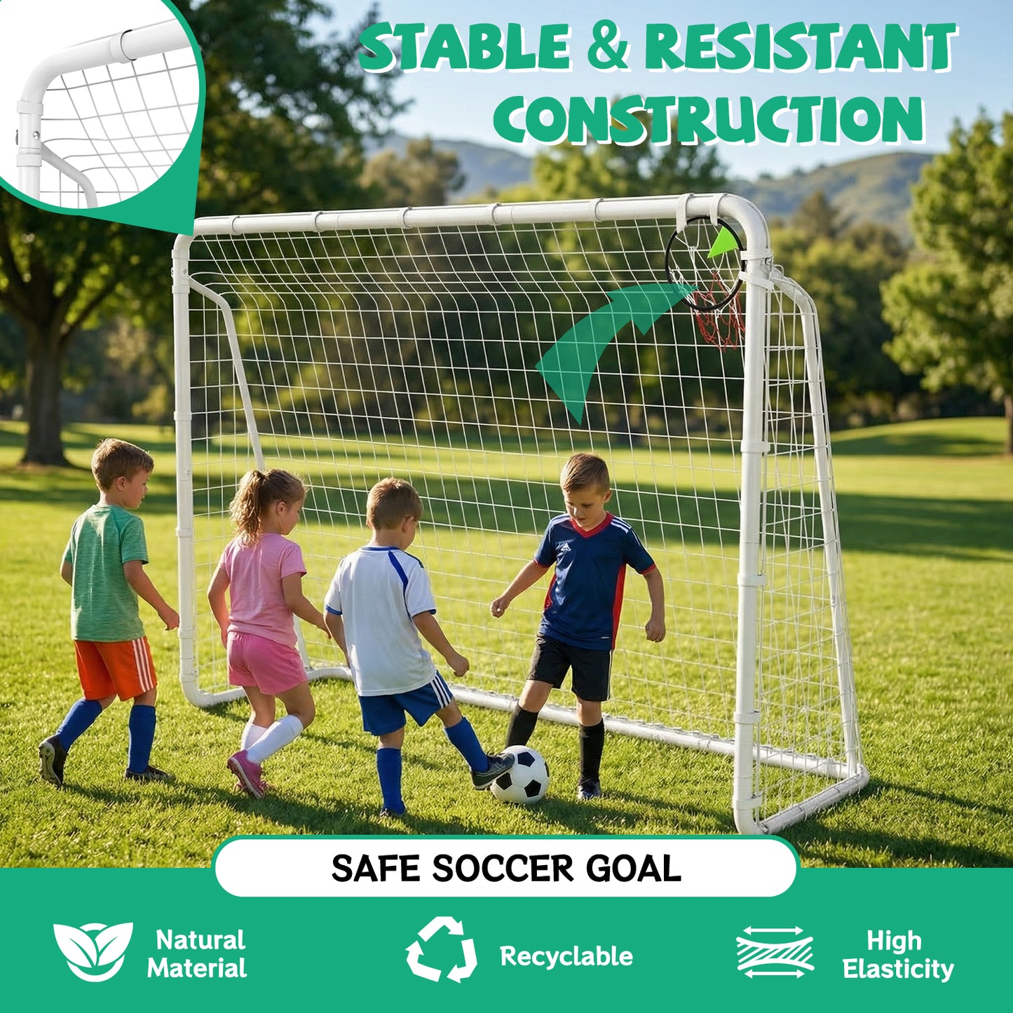 ZC FLYYD 7x16 FT Portable Soccer Goal for Backyard & Training | Heavy-Duty Steel Frame with High-Strength Net