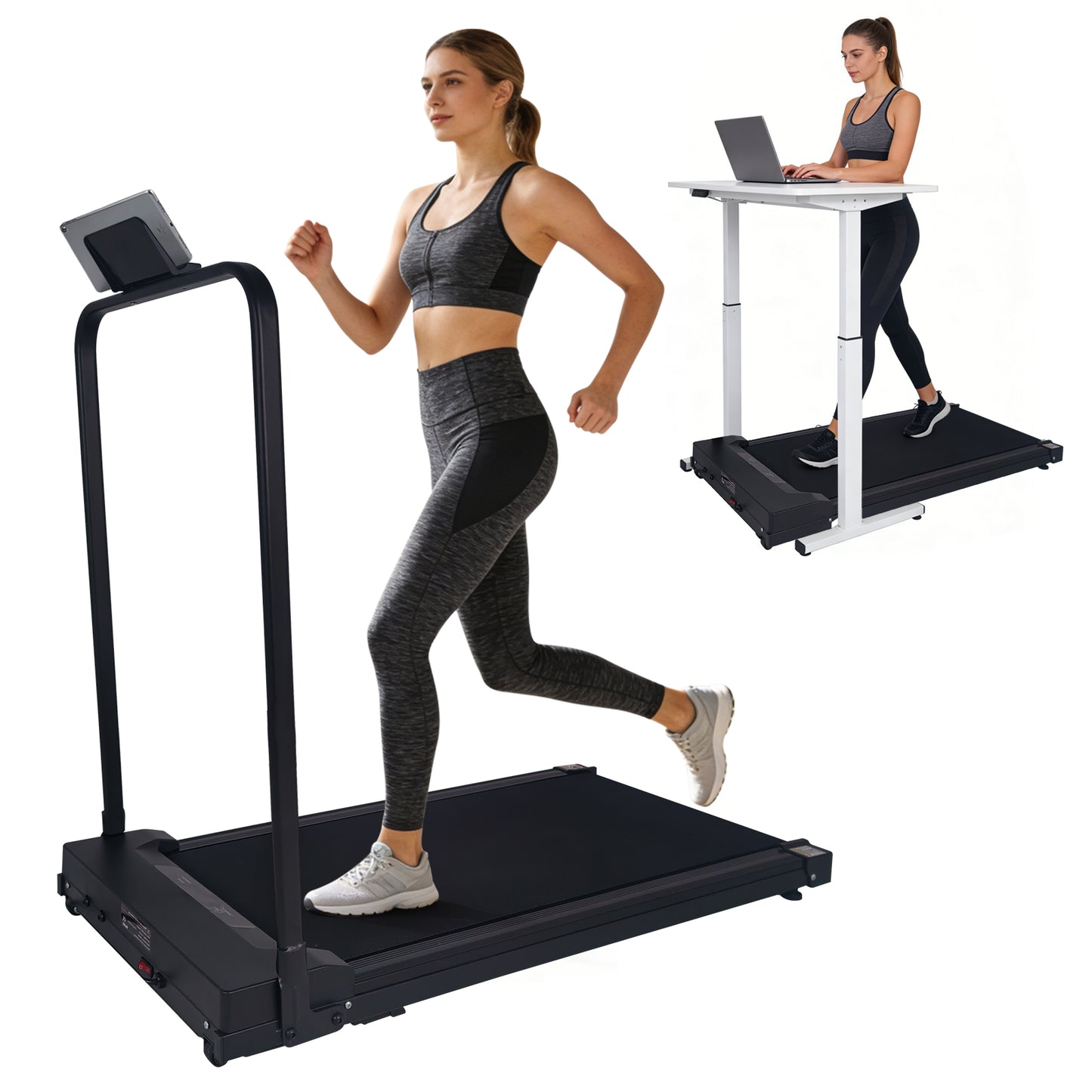 ZC FLYYD Under Desk Walking Pad with Handle & Incline | Portable Folding Treadmill with Remote (0.6-3.8 MPH)