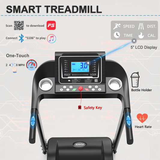 ZC FLYYD Smart Folding Treadmill with Incline & Fitshow App | 2.5HP, 8.0 MPH, 250 LBS Capacity