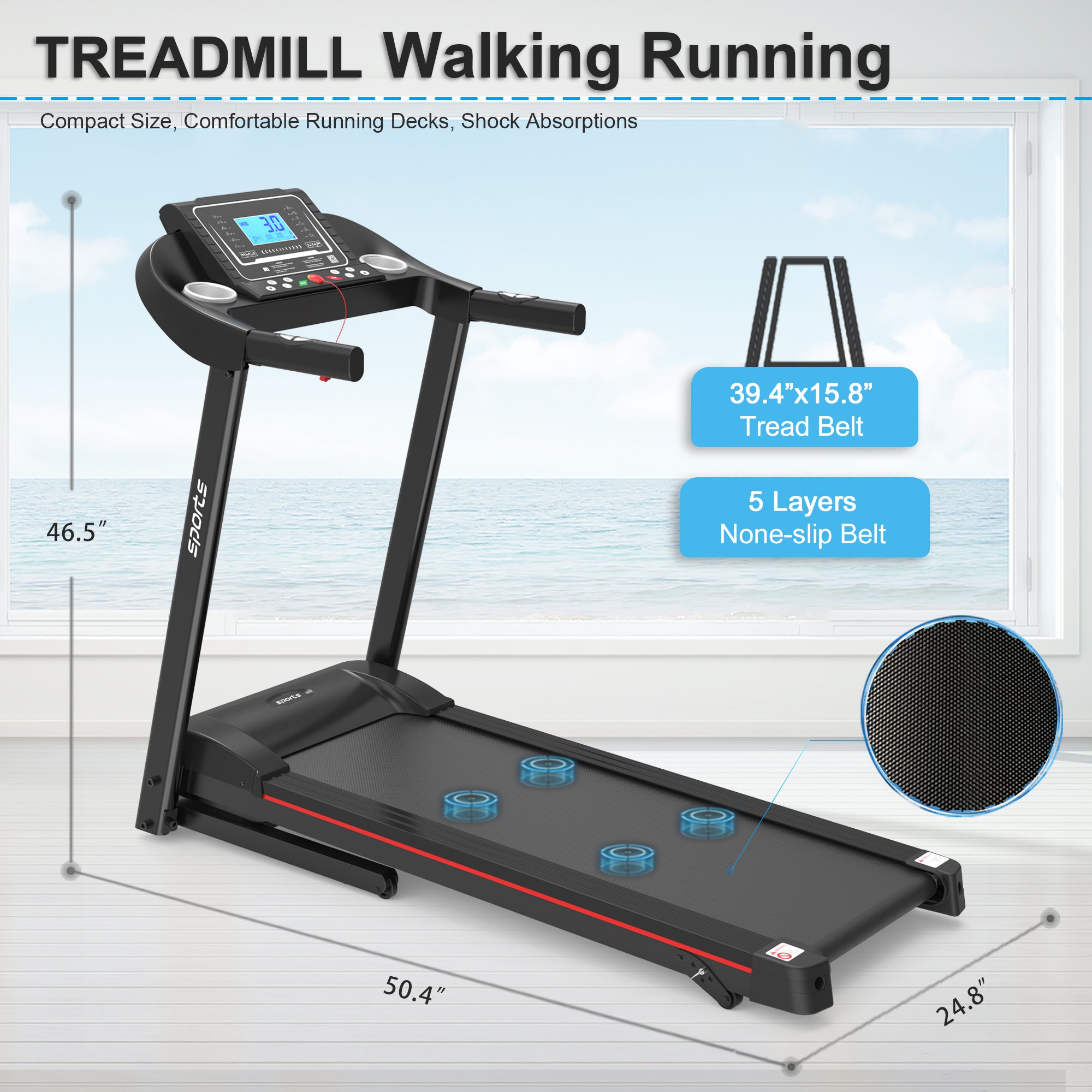 ZC FLYYD Smart Folding Treadmill with Incline & Fitshow App | 2.5HP, 8.0 MPH, 250 LBS Capacity