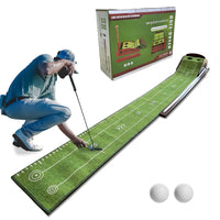 Golf Putting Mat for Swing Detection, Indoor Golf Putting Green with 2 Holes 6 Balls-10FT Crystal Velvet Putting Mat/Auto Ball Return/Practice at Home or in Office