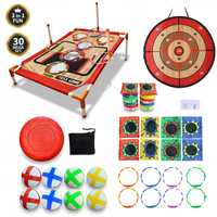 ZC FLYYD Ultimate 4-in-1 Family Game Center - 30-Piece Deluxe Bundle with LED Light-Up Rings, Bean Bag Toss & Sticky Target