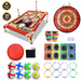 ZC FLYYD Ultimate 4-in-1 Family Game Center - 30-Piece Deluxe Bundle with LED Light-Up Rings, Bean Bag Toss & Sticky Target