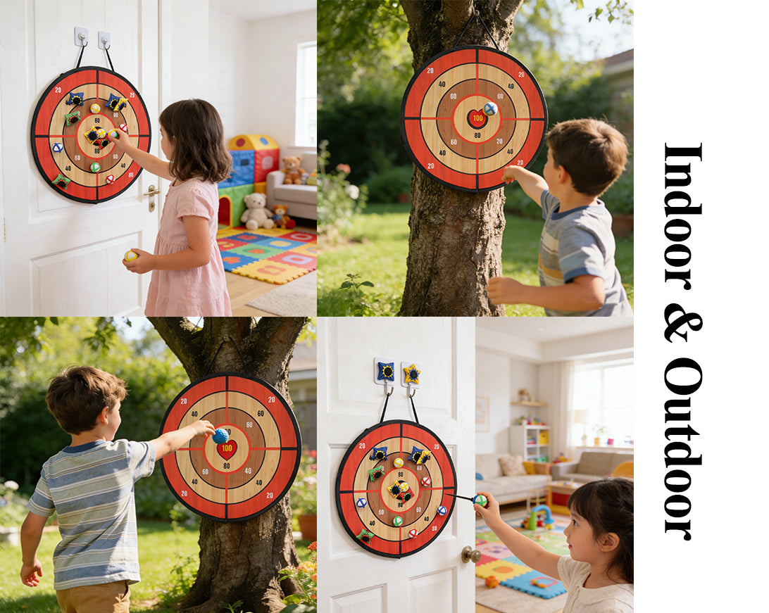ZC FLYYD Ultimate 4-in-1 Family Game Center - 30-Piece Deluxe Bundle with LED Light-Up Rings, Bean Bag Toss & Sticky Target