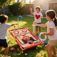 ZC FLYYD Ultimate 4-in-1 Family Game Center - 30-Piece Deluxe Bundle with LED Light-Up Rings, Bean Bag Toss & Sticky Target