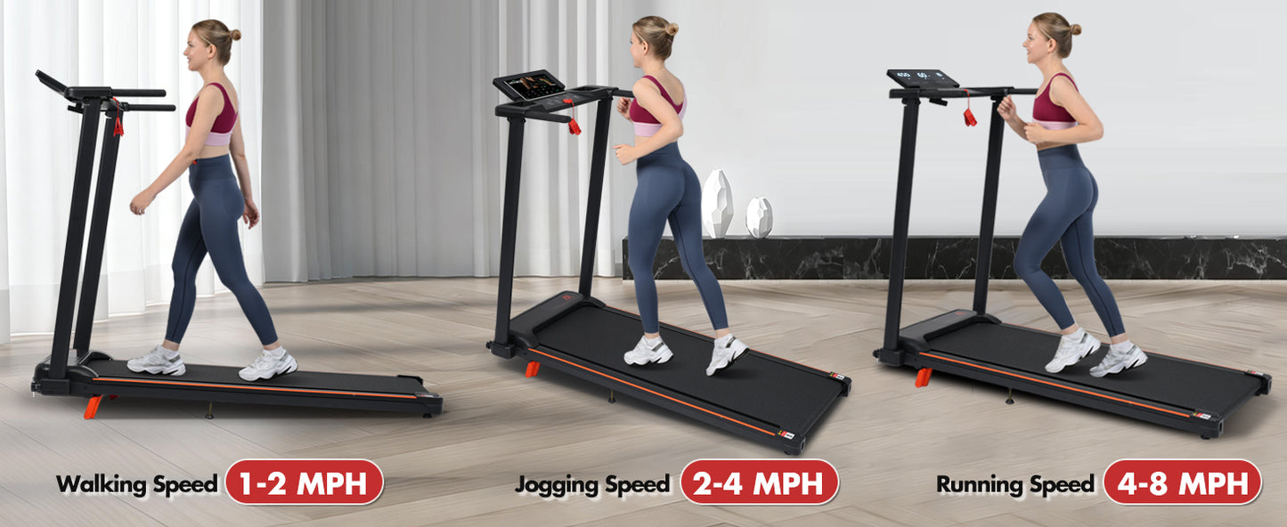 ZC FLYYD Foldable Treadmill with 8% Incline & Handle | 3.0HP Portable Walking Pad, 265 LBS Capacity