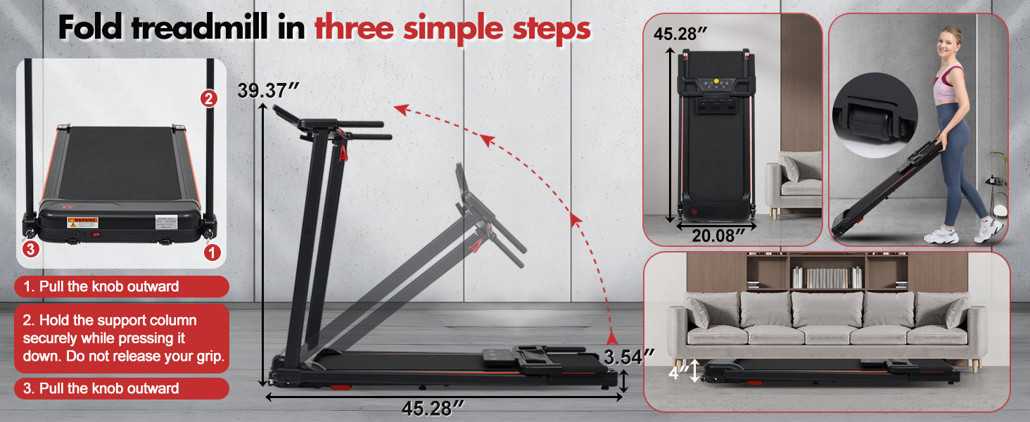 ZC FLYYD Foldable Treadmill with 8% Incline & Handle | 3.0HP Portable Walking Pad, 265 LBS Capacity
