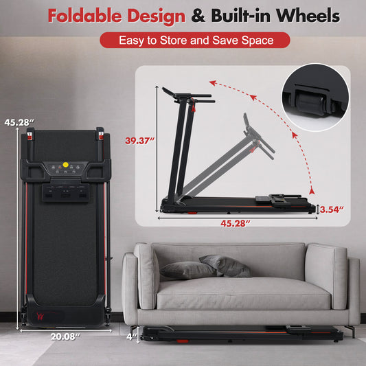 ZC FLYYD Foldable Treadmill with 8% Incline & Handle | 3.0HP Portable Walking Pad, 265 LBS Capacity