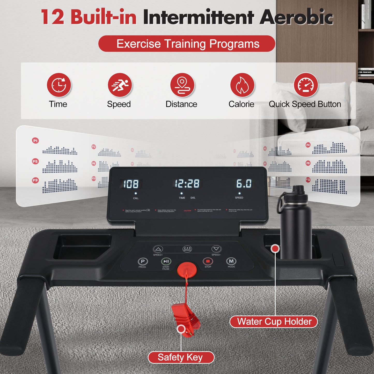 ZC FLYYD Foldable Treadmill with 8% Incline & Handle | 3.0HP Portable Walking Pad, 265 LBS Capacity