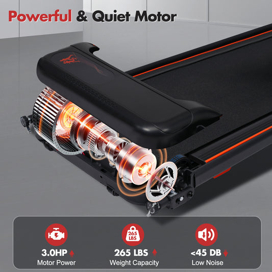 ZC FLYYD Foldable Treadmill with 8% Incline & Handle | 3.0HP Portable Walking Pad, 265 LBS Capacity