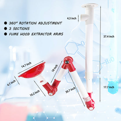 Universal fume extraction arm for lab soldering with 110mm adapter