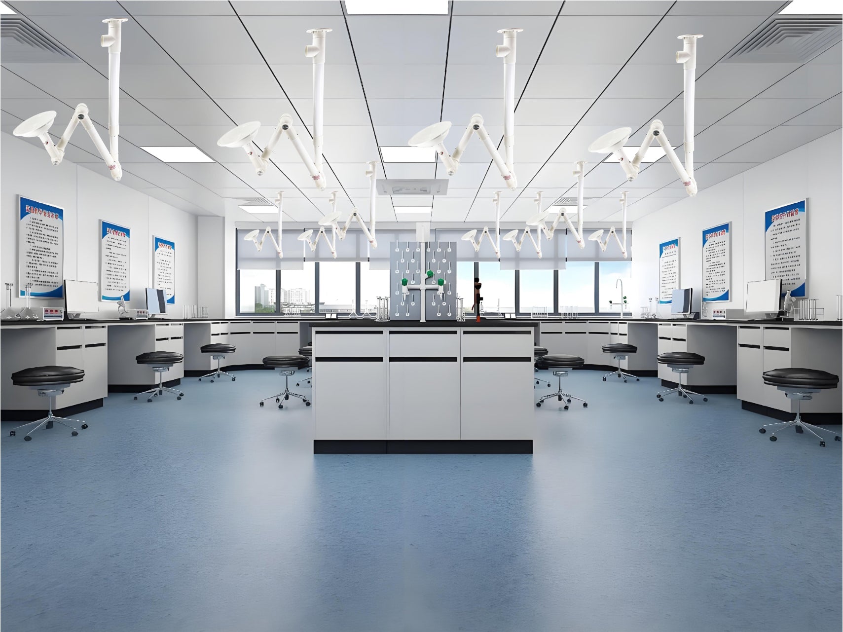 Universal fume extraction arm for lab soldering with 110mm adapter