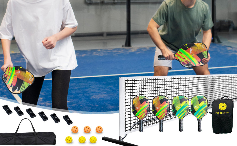 ZC FLYYD Pickleball Paddles Set with Net Systerm
