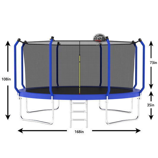 ZC FLYYD™ 8FT Outdoor Trampoline with Basketball Hoop & Enclosure