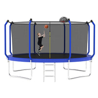 ZC FLYYD™ 8FT Outdoor Trampoline with Basketball Hoop & Enclosure