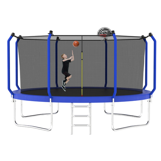 ZC FLYYD™ 8FT Outdoor Trampoline with Basketball Hoop & Enclosure