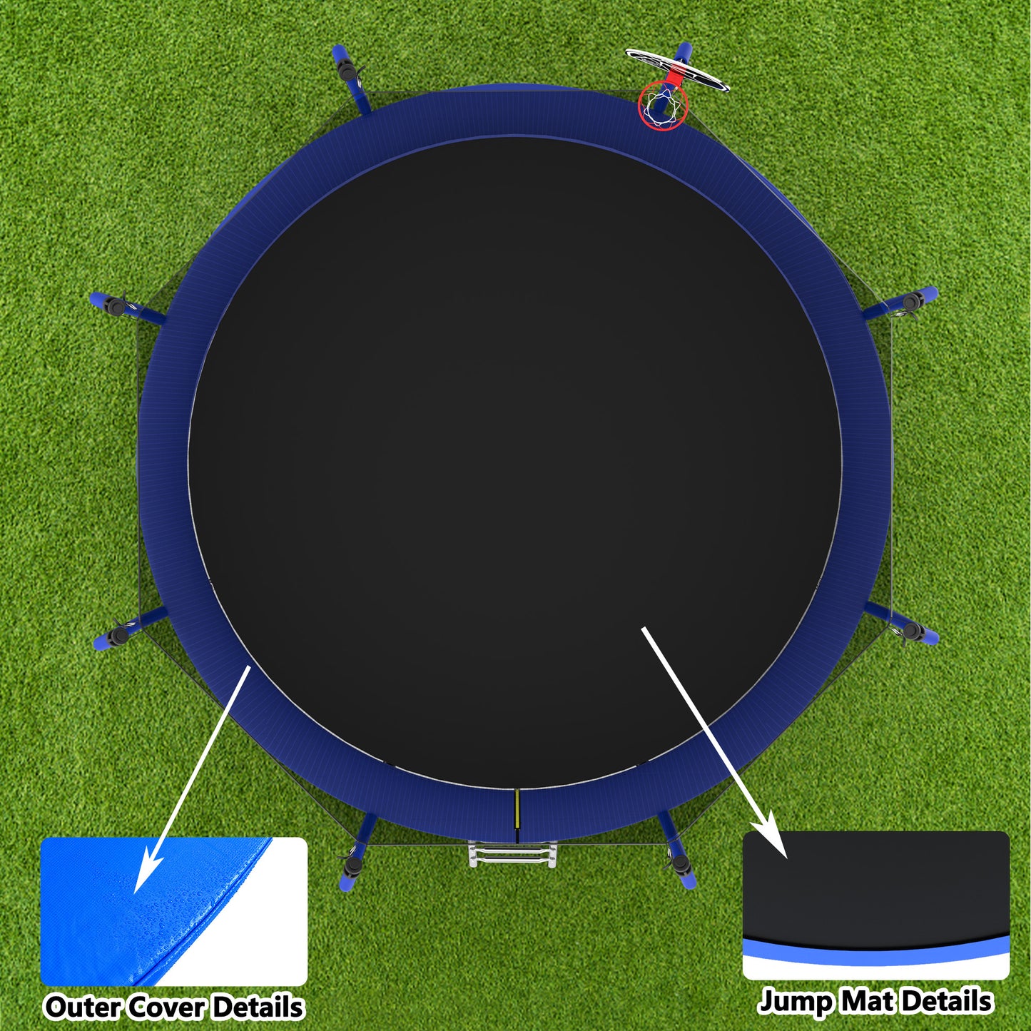 ZC FLYYD™ 8FT Outdoor Trampoline with Basketball Hoop & Enclosure