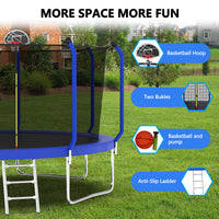 ZC FLYYD™ 8FT Outdoor Trampoline with Basketball Hoop & Enclosure